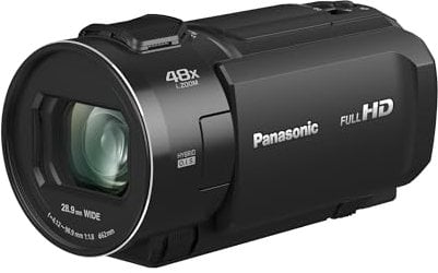Panasonic HC-V900E-K Full-HD Handheld Camcorder, 2K Video, 25mm F1.8 Wide-Angle Lens, Touchscreen, 24X Optical Zoom, Hybrid OIS+, HDR, Zoom Mic, Black