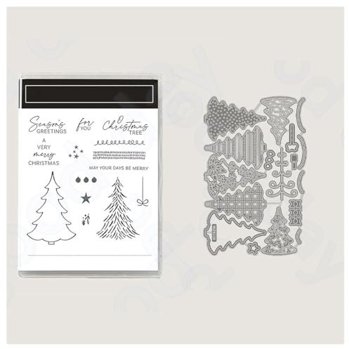 BrightGlow Weihnachten Transparente Stempel Set Stempel und Stanzschablonen Set Weihnachts Stanzformen Schablonen mit Santa Hirsch, Baum Silikonstempel und Stanzen Set für Weihnachten #13 13.99