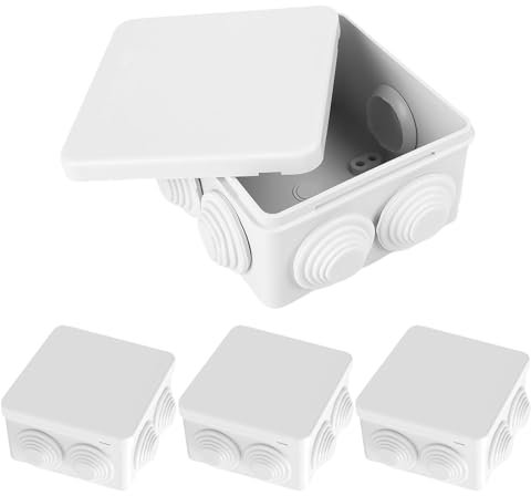 Xmart 4 Pezzi Scatola Derivazione Esterna Bianco Scatola Elettrica da Esterno Ip55 ABS Impermeabile e Antipolvere Scatola di Derivazione Esterna Adatto per Giardini Stradali Interni Ed Esterni