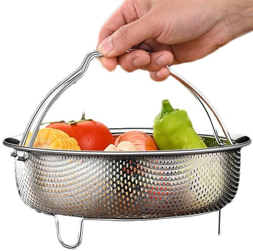 Panier vapeur pour la cuisson, panier vapeur en métal | Panier vapeur pour lave-riz pour casserole | Plateau à vapeur pour légumes avec poignée et pied de Base, panier à vapeur pour divers pots