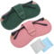 ViEinkaufen 2 Pcs Slim Glasses Case, Leather Glasses Case Soft Spectacle Cases Anti-Scratch Sunglasses Pouch with Cleaning Cloth Eyeglasses Storage Bag for Women Men-Green, Pink
