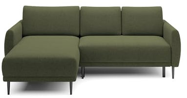 DomiMeble DomoHome ECKSOFA BONO Stilvolles Sofa mit Schlaffunktion, Modernes Design, Robuste Holzfüße, Elegante Armlehnen, Tiefe Sitzfläche 226x164x88cm, Linke Seite Grün