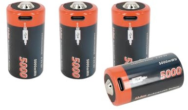 PowerSmart® Lot de 4 piles au lithium LR14 Baby C 1,5 V 5000 mAh