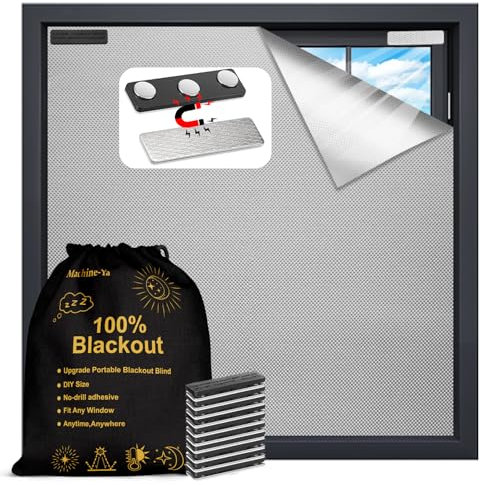 Magnetic Blackout Blind Stick On 250x145cm,Temporary Light Blocking Window Shades for Bedroom/Skylight/Nursery/RV,Reusable Privacy Thermal Insulation Film-Gray