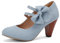Mary Jane - Scarpe da ginnastica con fiocco a farfalla retrò chiuso, punta tonda in pelle PU chic fiocco a farfalla vintage Gatsby, Azzurro, 40 EU