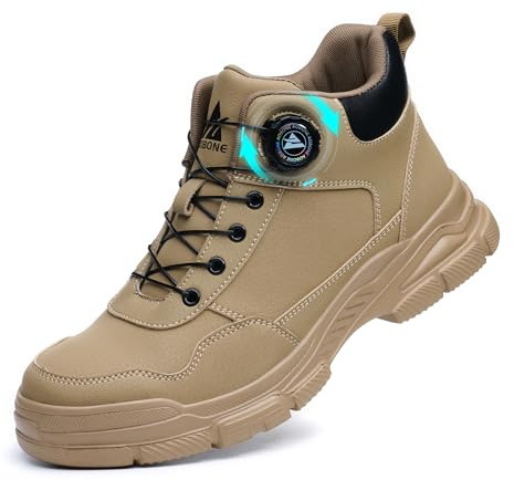 AOACOEBN Sicherheitsstiefel Herren Damen Sicherheitsschuhe Leicht Wasserdicht Arbeitsschuhe rutschfest Hoch Stahlkappenschuhe Arbeitsstiefel mit Drehverschluss