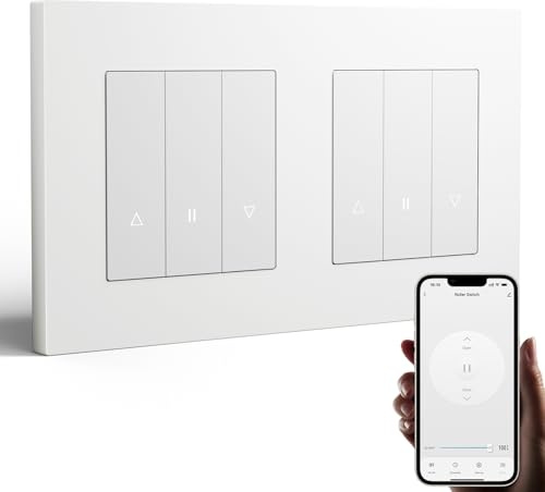BSEED Smart Zigbee Interruptor para Persianas Doble Compatible con Alexa/Google Home/Tuya,Smart Interruptor Empotrado Marco de PC con Temporizador(Requiere Cable Neutro y Gateway Hub),Blanco