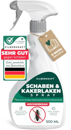 Schabenspray 500ml inkl. E-Book per QR-Code - Anti Schaben Spray mit Langzeitwirkung für Küche & Bad - Schabenmittel & Kakerlakenspray gegen Schaben & Kakerlaken im Haus