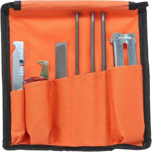 Kit de lima de afilador con mango de madera, medidor de profundidad y bolsa de herramientas, incluye 5 limas de 32 3 16 7 pulgadas para afilar cuchillas, cadena portátil, todas las motosierras