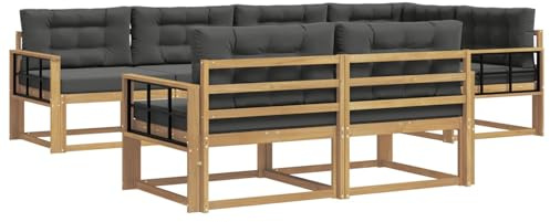 vidaXL Outdoor-Sofagarnitur 6 pcs Weiß und Anthrazit Polyester, Terrasse, modernes Outdoor-Möbelset, wetterfeste Garten-Sofa-Garnitur, Flexible Design-Sitzgelegenheiten aus Akazienholz