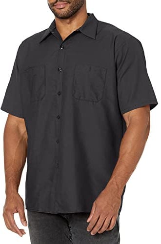 Red Kap Men's Short Sleeve Industrial Work Shirt, Black, S