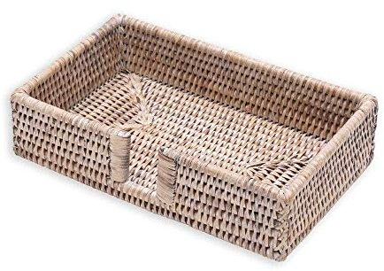 Caspari Rattan Paper Guest Towel Holder, White