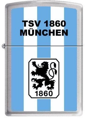 Zippo 2.003.197 Feuerzeug TSV 1860 München Offizielles Lizenz, Chrom Brushed, 4-Farbiger Druck