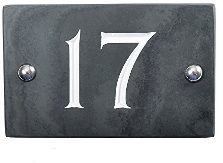 The House Nameplate Company Slate House Number, Charcoal Grey,Number 17