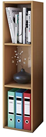 VCM Holzregal stehend | platzsparendes Regal | Maße: H. 107 x B. 34 x T. 30 cm | Elegantes Regal stehend | Aufbewahrungsregal | Bücherregal - Mendas Buche