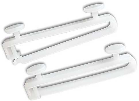 Dekohaken24 - Schlaufengleiter für Vorhänge, Gardinen, Seitenschals, Schiebegardinen mit 5cm Schlaufen, Vorhanggleiter, Schlaufenhaken (mit verschließbarem Haken, 50 Stück)