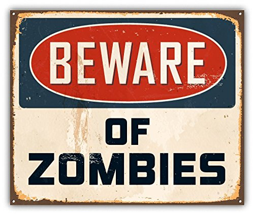 Beware Of Zombies Grunge Sign Hochwertigen Auto-Autoaufkleber 12 x 10 cm