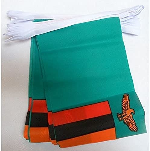 AZ FLAG Ghirlanda 6 Metri 20 Bandiere Zambia 21x15cm, Bandiera Zambiana 15 x 21 cm - Festone Bandierine