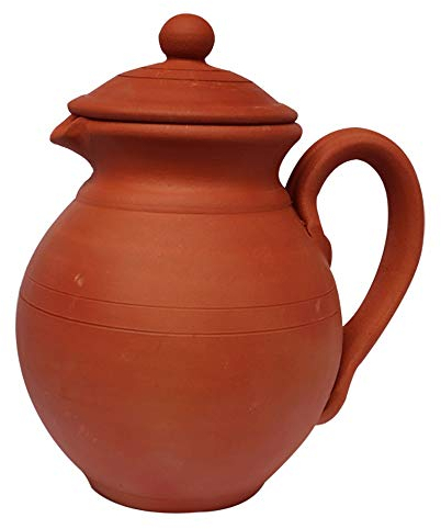 Village Decor Handmade Clay Water Jug - Natural Nontoxic Unglazed Carafe | 50 oz Capacity For Healthy Drinking Experience