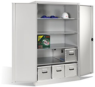 Schwerlast-Werkzeugschrank XXL mit Drehtüren, innen 4 Böden, H1950xB1200xT800mm