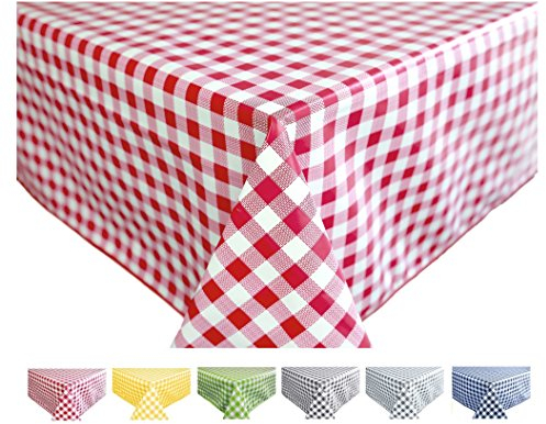 Wachstuch Tischdecke Abwaschbar Eckig 140 x 180 cm Kariert Karo Rot