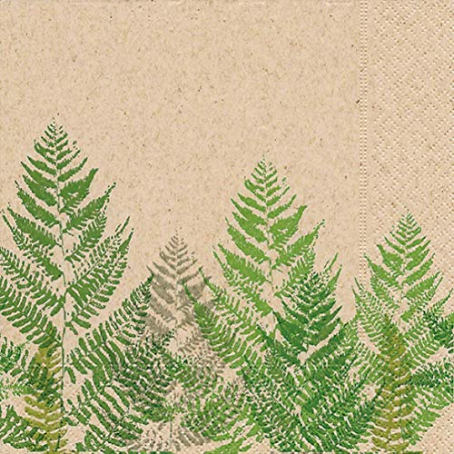Paper+Design GmbH - umweltfreundliche Servietten | 100% Recycling - Tissue | 25 Lunchservietten 33x33cm | Einwegservietten Farn