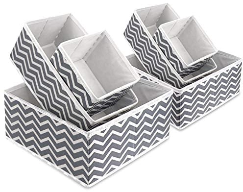 Fabric Storage Box Foldable Wardrobe Drawer Dividers Closet Dresser Organiser Collapsible Cloth Drawer Insert Cube Basket Bins Container for Underwear Socks, Neck Ties, Scarves, and Handkerchiefs