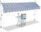 Relaxdays Klemmmarkise, Balkon Sonnenschutz, einziehbar, Fallarm, ohne Bohren, verstellbar, 350 cm breit, blau gestreift