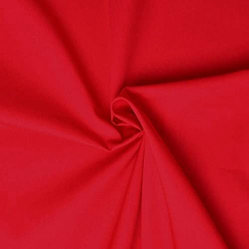 designers-factory Popeline Stoff aus 100% Baumwolle - Erhältlich in über 20 Farben - Verkauft nach Stücken - Baumwollstoff uni (1m x 1m46, Rot)