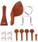 4/4 Violine Geige Ersatzteile Set, Jujubeholz Violine Zubehörset mit Kinnstütze Endpin Saitenhalter Cork Wood Tuning Pegs Screw Tail Gut (A + String)