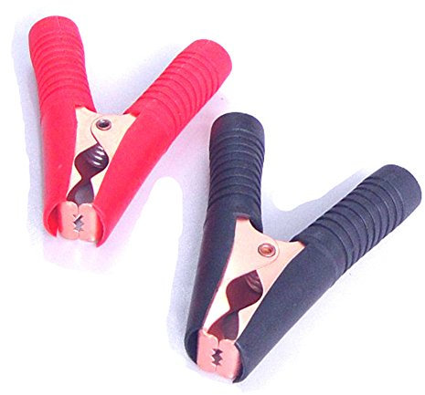 Qiorange 2Pcs Pinces Crocodile pour Chargeur Batterie Démarreur Rapide (Rouge + Noir)