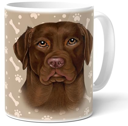 LABRADOR CHOCOLATE 41 (D) - Kaffeetasse, Becher, Teetasse aus hochwertiger Keramik. Kaffeebecher mit schöner Grafik und tollen Spruch in englischer Sprache.