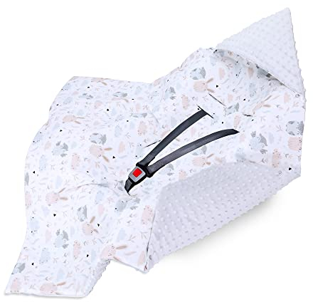 Einschlagdecke Babyschale Baby Decke 90x90 cm - Fußsack Blanket für Kinderwagen und Autositz Sommer für Neugeborenen und Kleinkinder Einschlagsdecken für 3 und 5 Punkt Gurt Minky