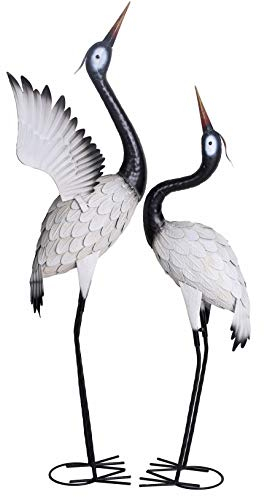 2er Set Metall Kranich JAPANISCHER Garten Paar Gartenfigur Reiher Aussenbereich Garten aja300 Palazzo Exklusiv