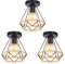 TOKIUS Deckenleuchte Industrielle Vintage Lampe Retro E27 Deckenlampe aus Metall 20CM Käfig Design Pendelleuchte mit Hanfseil für Küche Wohnzimmer Esszimmer Korridor (3 Stücke)