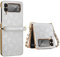 COQUE pour Galaxy Z Flip 3 de téléphone à écran Pliable Ultra-Mince, bandoulière chaîne plaquée Or, Sac de beauté, de téléphone Pliable pour Samsung Galaxy Z Flip 3 5G-Blanc
