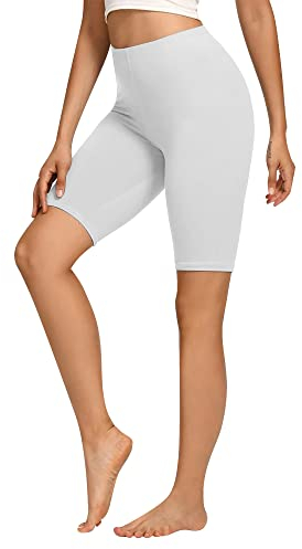 Libella Radlerhose Damen Kurze Leggings Baumwolle High Waist Shorts Blickdicht Sommer Sportshorts Weiß 4165 L