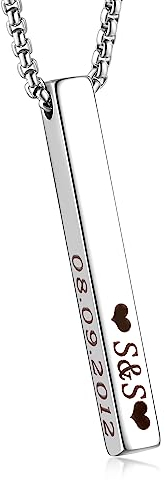 Jaohi Personalisierte Kette mit Namen,Ketten mit 3D Vertikalem Balken Bar, Kette mit Gravur Damen Herren,Personalisierte Weihnachten Geschenk für Familie, Freund, Freundin