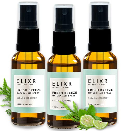 ELIXR Raumspray Fresh Breeze 3x 30ml I Zeder Bergamotte I mit 100% naturreinen ätherischen Ölen I Natürliches Raumduft Spray, Raumspray, Airspray
