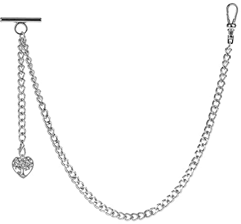 ZTA Herren Albert Kette Taschenuhr Kette Weste Kette mit Anhänger für Männer Liebe Lebensbaum T BAR FOB Charme