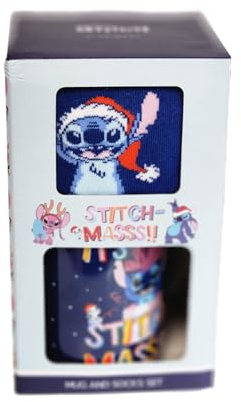 Disney Stitch Mug & Socks Set Novelty Tea Coffee Cup Xmas Stocking Filler Set New