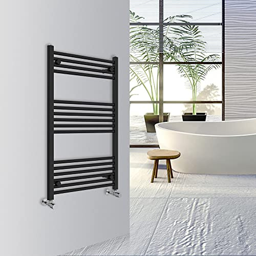 Warmehaus Straight Bathroom Heated Towel Rail Warmer 1000x600mm Black | Central Heating Bathroom Ladder Radiator, 1.5mm Premium Mild Steel, Wall Mounted, Durable Finish, For Kitchen, Living Room