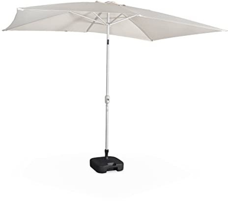 Alice's Garden - Parasol Wissant. 2x3m. couleur sable. mât central. aluminium anodisé orientable. manivelle d'ouverture