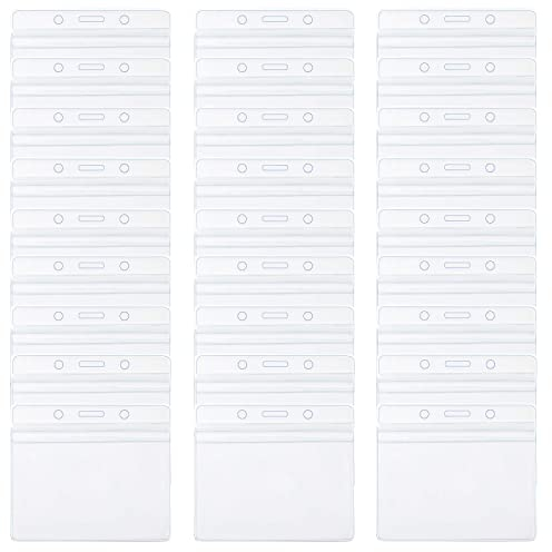 100PCS Porte Badge Horizontal Transparent Porte-Badge Transparent Porte-Cartes en Plastique Transparent pour Carte d'identité Carte de Bus Carte D'étudiant
