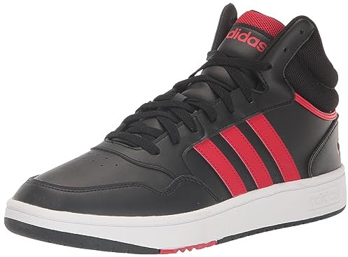 adidas Originals Men's Hoops 3.0 Mid Sneaker, Black/Better Scarlet/White, 10