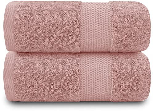 GC GAVENO CAVAILIA Lot de 2 draps de Bain Extra Larges – 700 g/m² en Coton égyptien de qualité hôtelière Extra Large 100 x 180 cm – Serviette de Bain Extra Douce – Rose pâle