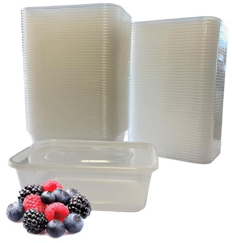 Clearly Plastic Food Containers with Lids, Pack of 50 Food Storage Containers, Microwave-Safe and Freezer-Friendly Food Storage, Dishwasher-Safe Meal Prep Containers with Leak Proof Seal, 650ml
