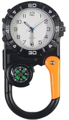 ZOVEDAIUG Clip On Carabiner Watch, Quartz Glow in The Dark Pocket Watch, Waterproof Shockproof Backpack Fob Belt Clip Watch for Outdoor Sports (Style-2)