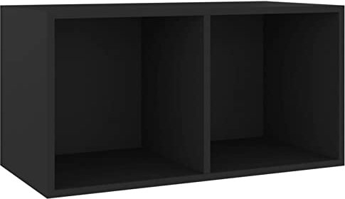 Homgoday Vinyl Schallplatten LP Aufbewahrungsbox Einheit, Schallplatten Medien Lagerung Display Regal Organizer Einheit Fall Schrank Wohnzimmer Möbel Transportbox Schwarz 71x34x36cm Engineered Wood