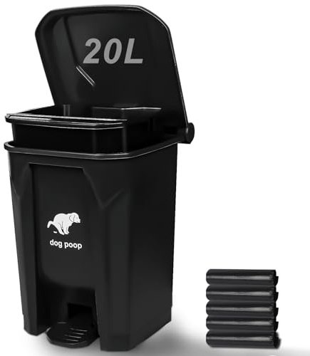 Dog Poop Trash Can Outside - 20L/5Gal Large Outdoor Trash Can with Lid